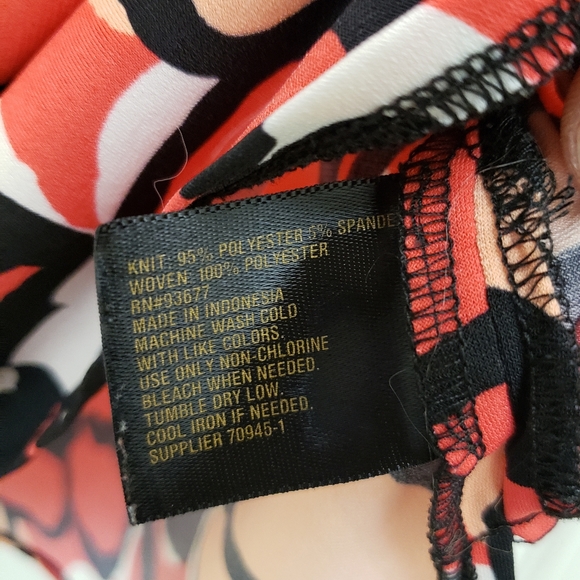 Worthington, Sleeveless, pullover, orange, tangerine, tropical, floral blouse, L - Picture 9 of 10